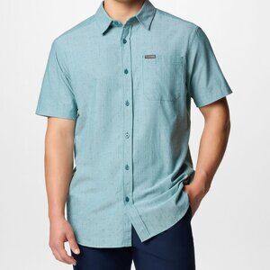 Columbia Rapid Rivers Mens Short Sleeve Shirt Cotton Blue Size Medium